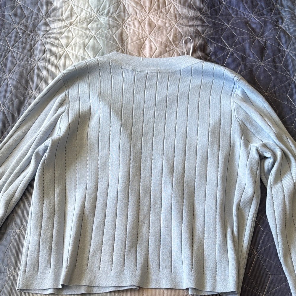 Cyrus Sky Blue Ribbed Cardigan - Picture 4 of 5